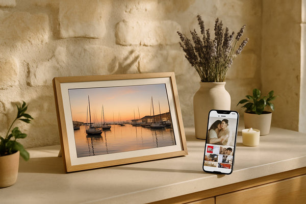 Grote digitale fotolijst voor aan de muur: kiezen en ophangen