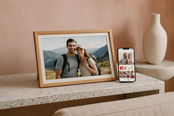Frameo Wood: houtlook digitale fotolijst kiezen en gebruiken